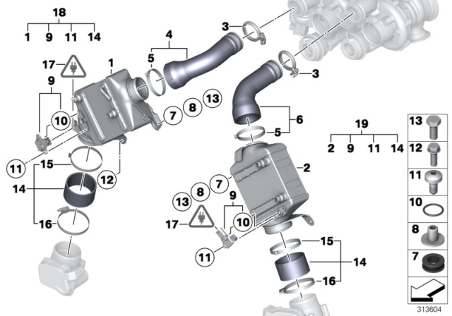 2011 BMW Alpina B7 Charge Air Line Diagram for 17517980145