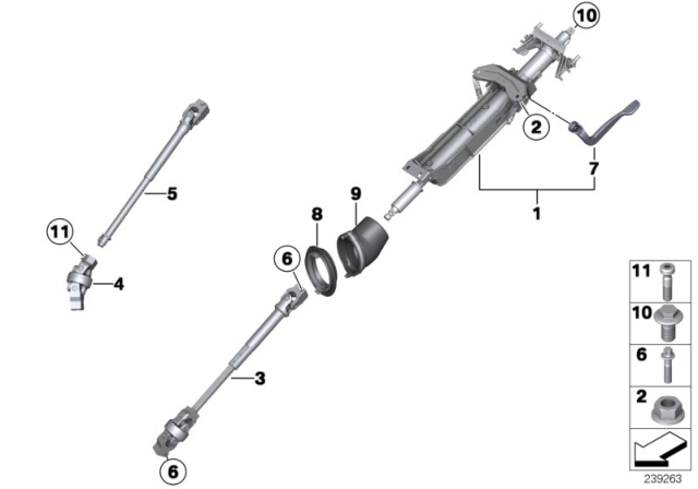 2015 BMW X3 Steering Spindle Bottom W/Double Joint Diagram for 32306787334