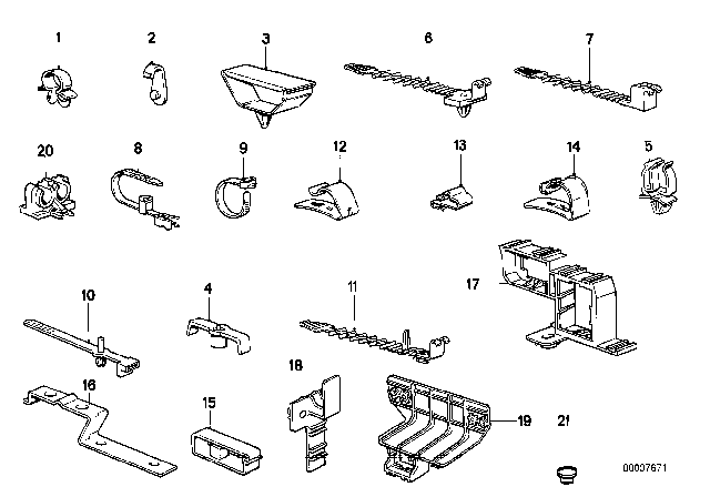 1987 BMW 325is Cable Clamps / Cable Holder Diagram