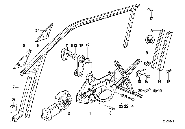 1995 BMW 525i Window Guide Diagram for 51341938062