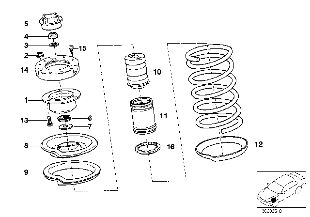 1983 BMW 533i Guide Support / Spring Pad / Attaching Parts Diagram
