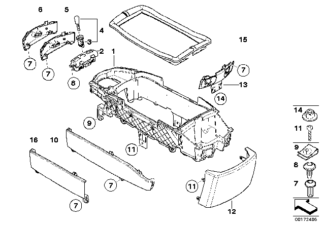 2002 BMW 745Li Trim Panel, Centre Armrest Left Diagram for 51167007167