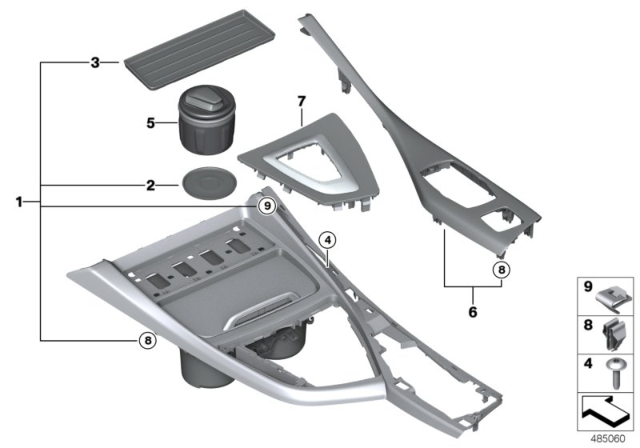 2019 BMW M240i xDrive Mounted Parts For Centre Console Diagram 1