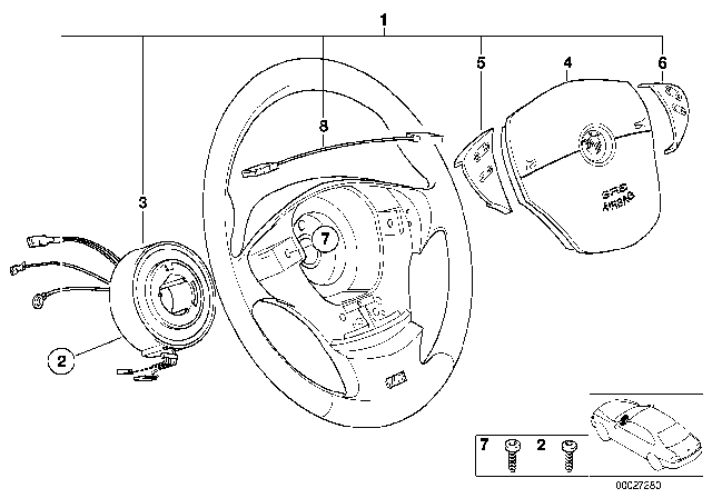 1998 BMW 528i M Sports Steering Wheel, Airbag Diagram 4
