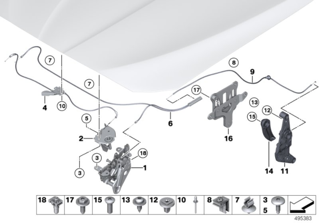 2015 BMW 550i Engine Bonnet, Closing System Diagram