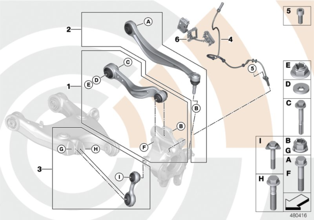 2013 BMW 650i Repair Kit, Track Control Arm Diagram for 33322450892