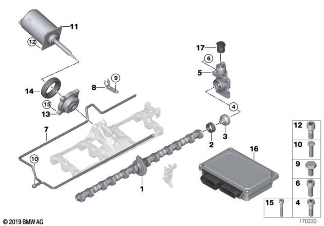 2010 BMW X5 Valve Timing Gear, Eccentric Shaft, Actuator Diagram
