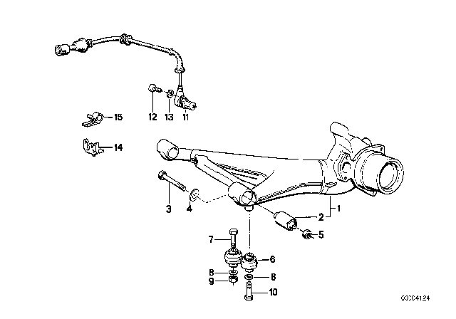 1989 BMW 525i Trailing Arm, Right Diagram for 33321132330