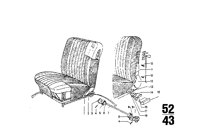 1969 BMW 1602 Fitting For Reclining Front Seat Diagram