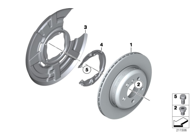 2015 BMW 528i Rear Wheel Brake / Brake Disc Diagram