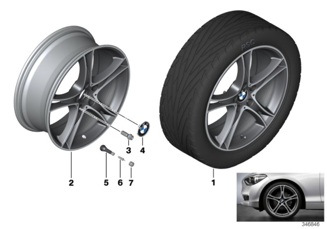 2014 BMW 320i BMW LA Wheel, Double Spoke Diagram 1