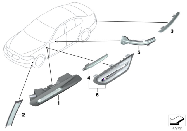 2015 BMW 528i Direction Indicator Repeat / Side Marker Light Diagram