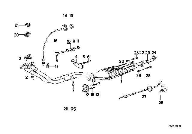 1988 BMW 325is Exhaust System With Catalytic Converter Diagram