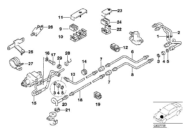 1995 BMW 740iL Support Pressure Hose Assy Right Diagram for 32411141085