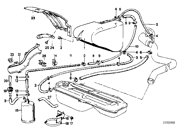 1988 BMW M3 Expansion Tank / Activated Carbon Container Diagram