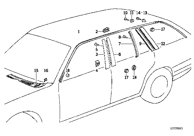 1994 BMW 525i Covering Left Diagram for 51368120503