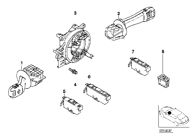 2002 BMW 325Ci Steering Column Switch Diagram
