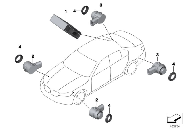 2019 BMW 740i Park Assist Control Module Diagram for 66206841649