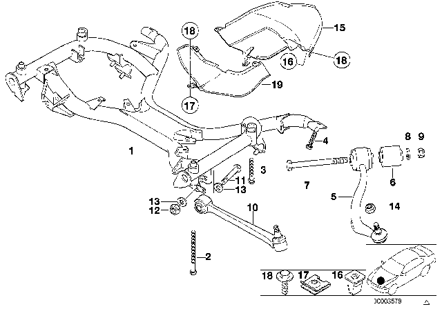 1998 BMW 740i Front Axle Support / Wishbone Diagram