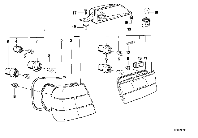 1989 BMW 535i Bulb Socket Diagram for 63211379399