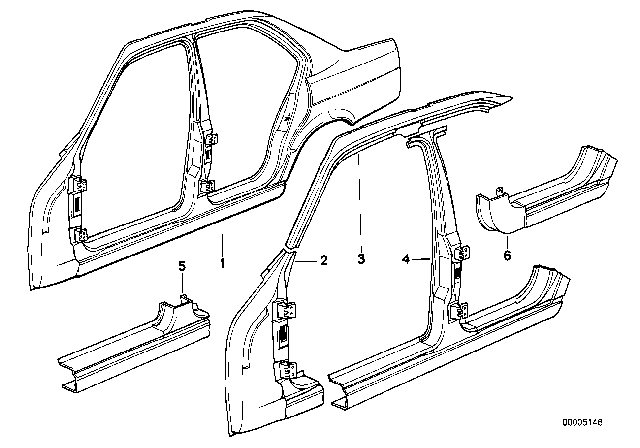 1990 BMW 525i Section Of Front Right Entrance Diagram for 41001946320