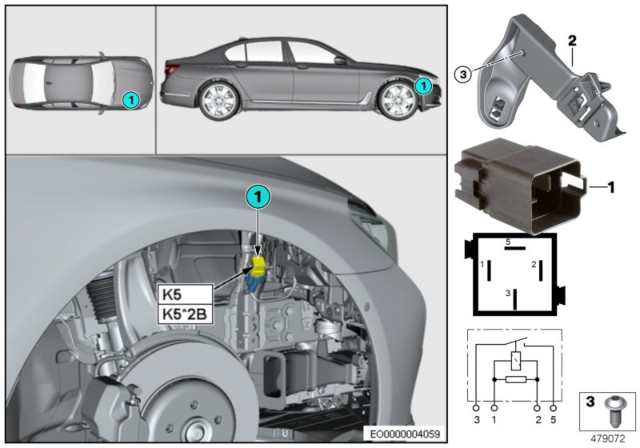 2017 BMW 540i Relay, Electric Fan Motor Diagram