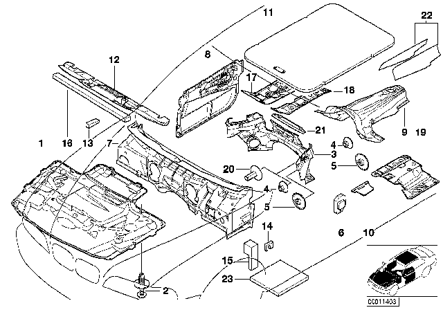 1998 BMW 540i Sound Insulating Diagram 1