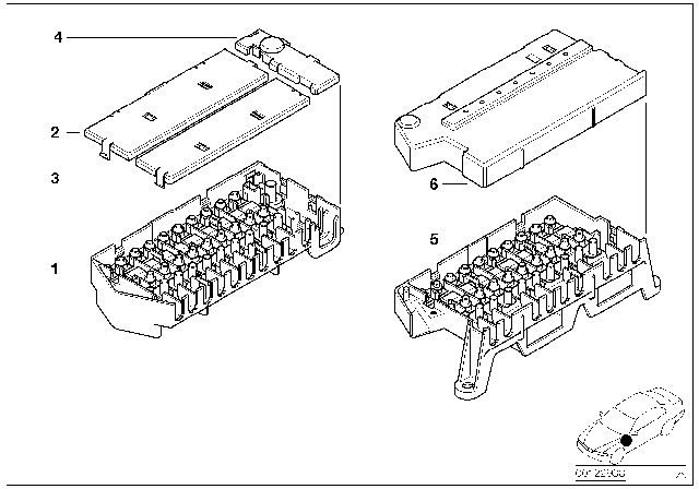 1997 BMW 740i Single Components For Fuse Housing Diagram