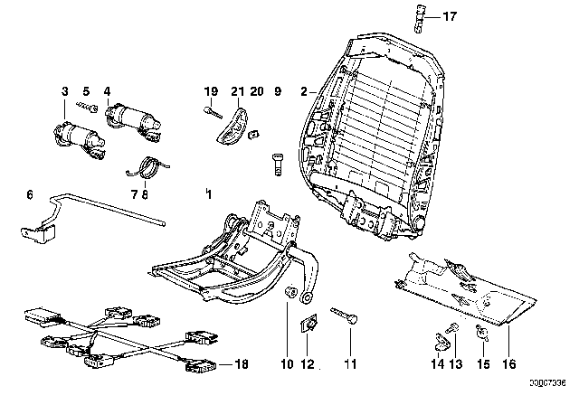 1994 BMW 325is Backrest Frame Diagram for 52108187998