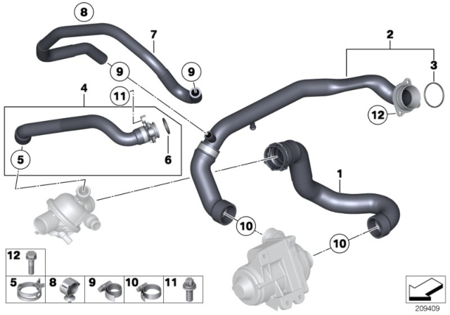 2011 BMW X6 Cooling System - Water Hoses Diagram