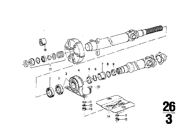 1969 BMW 2500 Drive Shaft, Universal Joint / Centre Mounting Diagram 2