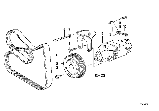1995 BMW 525i Pulley Diagram for 32421722556