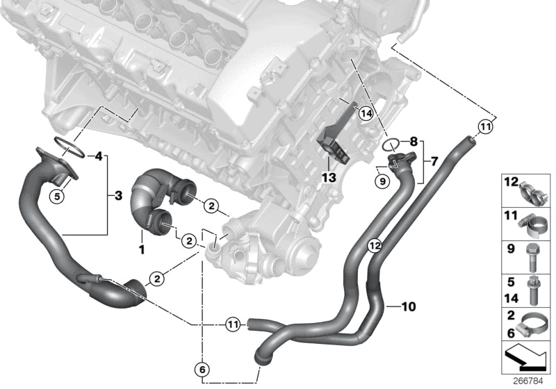 Bmw I Xdrive Coupe E Cooling System Water Hoses Of Engine