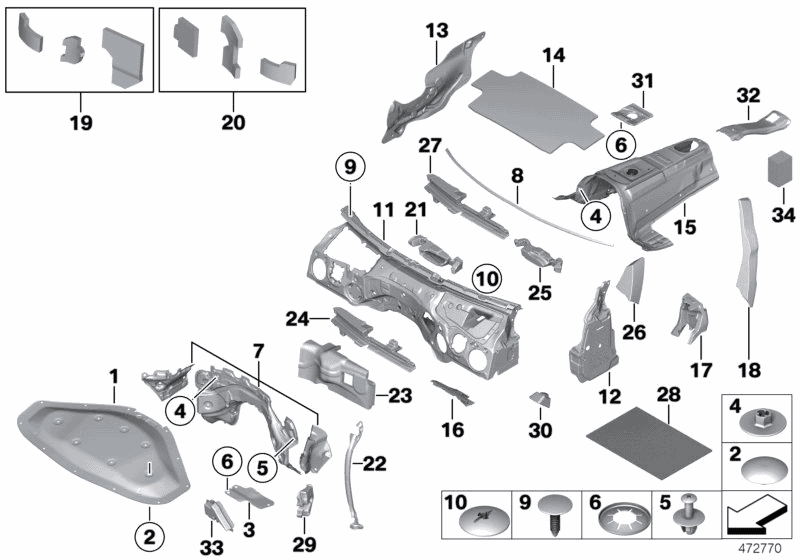 51487221965 - Genuine BMW Upper Sound Insulating Dash Panel