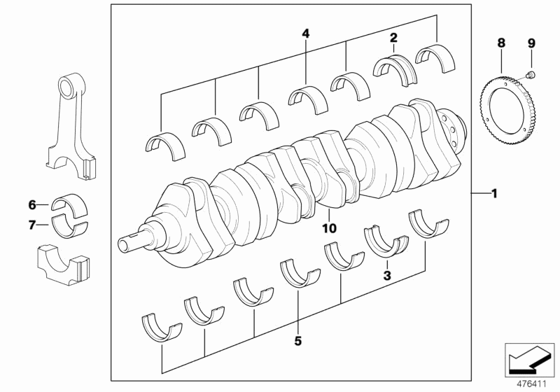 2005 BMW X3 2.5i(E83) Crankshaft With Bearing Shells