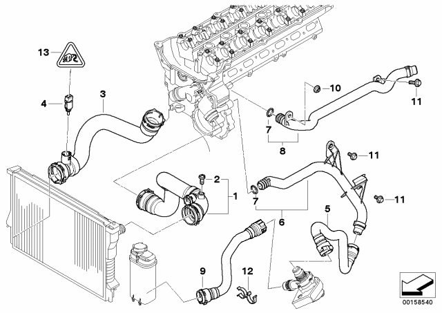 Cooling System - Water Hoses - 2005 BMW X5 3.0i(E53)