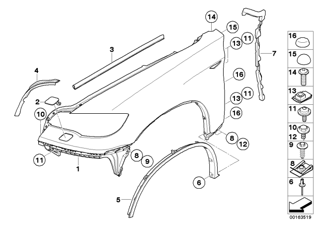 51657052399 Genuine BMW Side Panel, Primed, Front Left