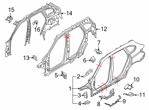 BMW 41205A52CC6 COLUMN B INSIDE RIGHT