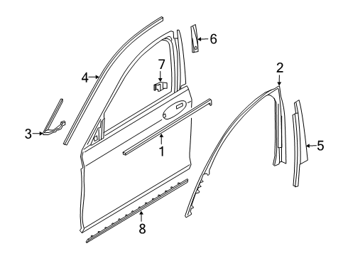 2022 BMW 750i xDrive Exterior Trim - Front Door Diagram