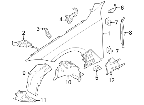 2024 BMW i4 Fender & Components, Exterior Trim Diagram