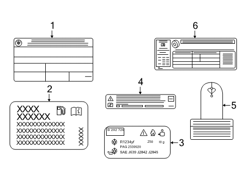 2023 BMW 540i xDrive Information Labels Diagram