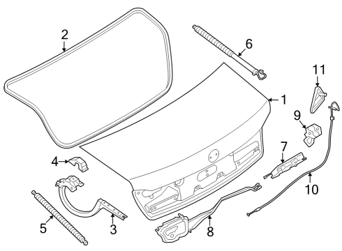 2023 BMW 760i xDrive Trunk Lid & Components Diagram