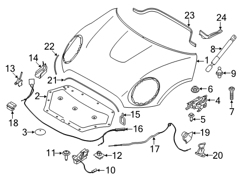 Lever For Engine Hood Mechanism Diagram for 51237307640