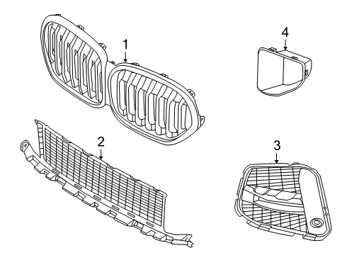 2021 BMW X1 Grille & Components Diagram 1