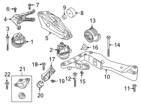 2023 BMW X7 ENGINE SUPPORTING BRACKET, R Diagram for 22119844628