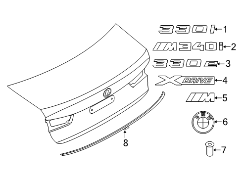 2024 BMW M340i Exterior Trim - Trunk Diagram