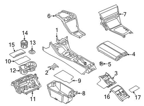 2023 BMW 840i xDrive Gran Coupe Center Console Diagram 1