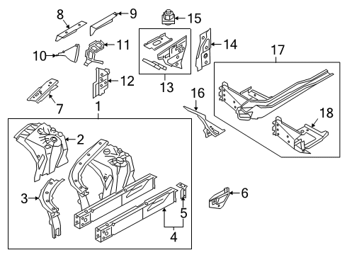 2021 BMW M850i xDrive Structural Components & Rails Diagram