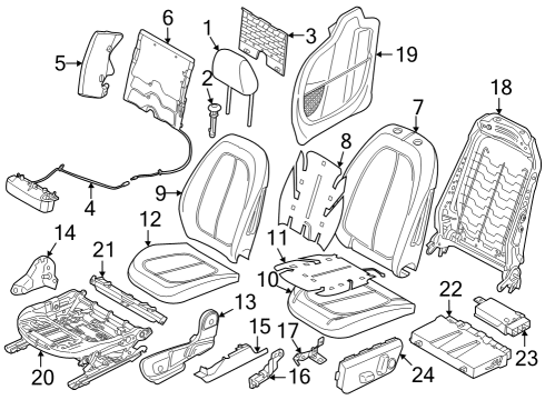 2023 BMW X1 Driver Seat Components Diagram 1