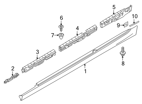 2022 BMW 530e Exterior Trim - Pillars Diagram